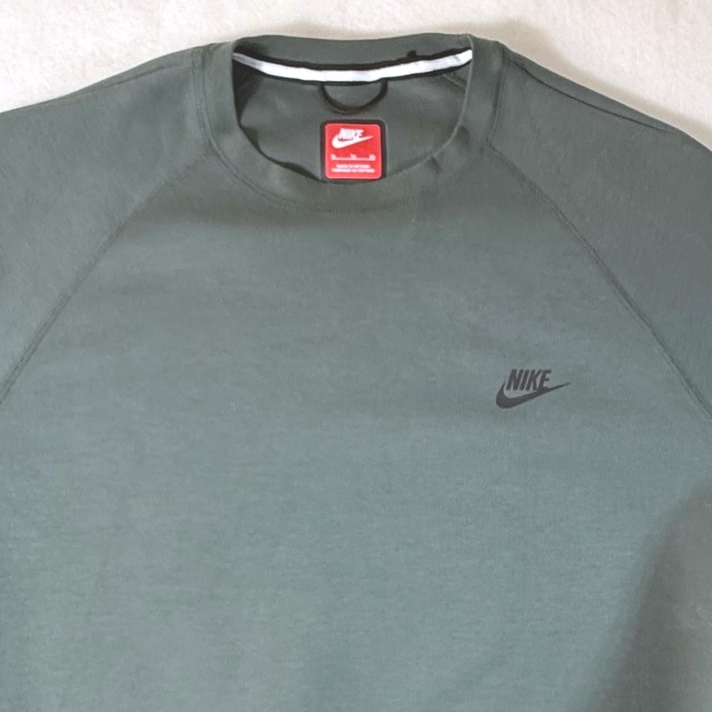 Nike Sweatshirt Mens XL Tech Fleece Raglan Crew Neck Grayish Green